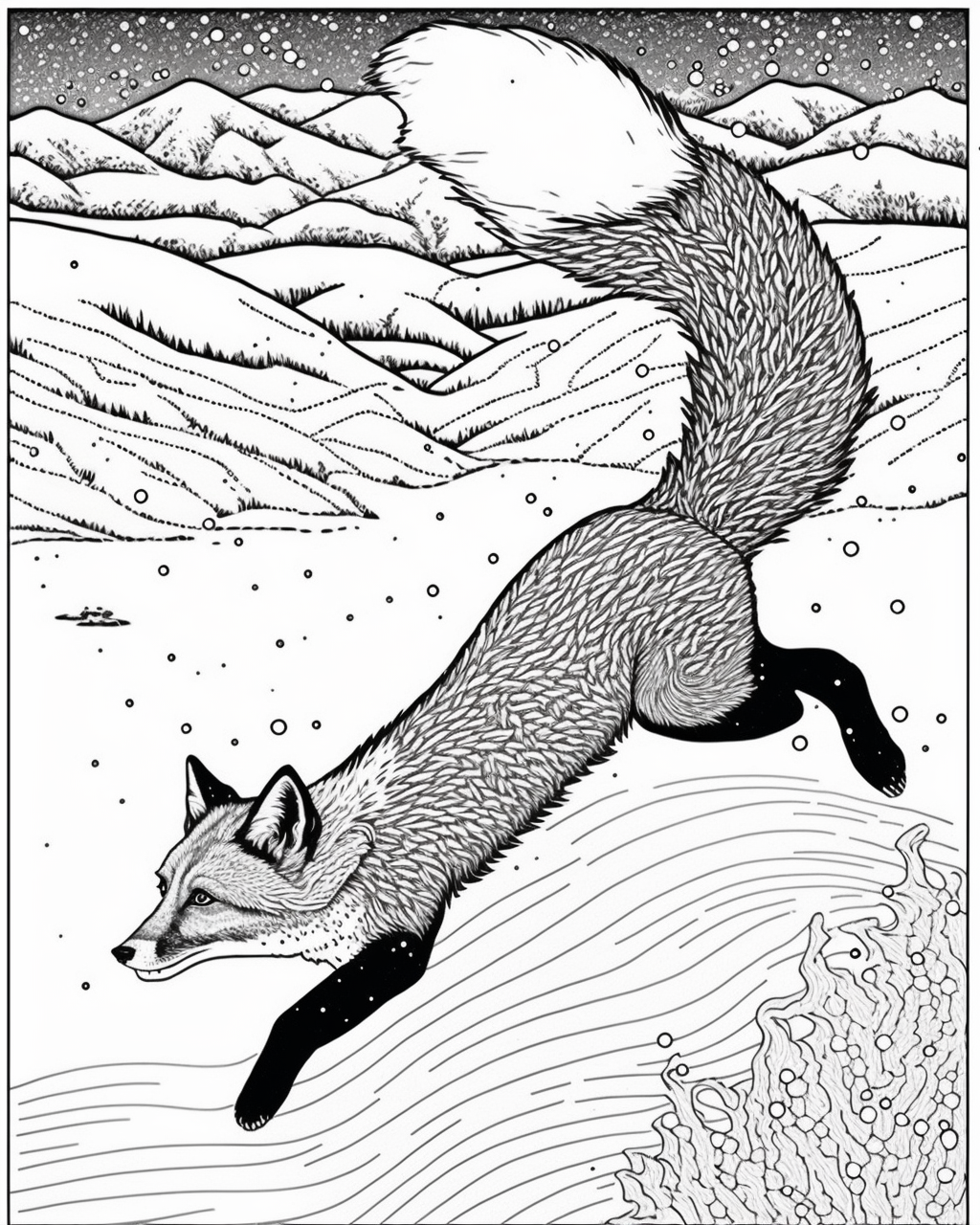 Mid-Way Arctic Adventure: Adult Coloring Book Page