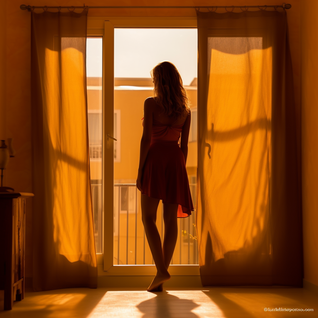 A Sunlit Pause: Woman's Journey in Warm Hue Photography