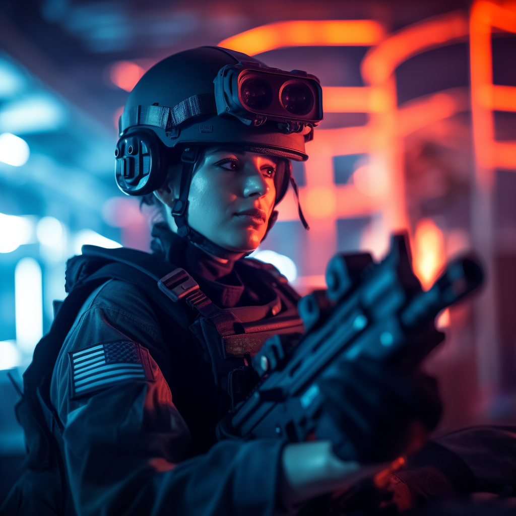 Neon Nights: Realistic Closeup of Indoor Airsoft Gamers