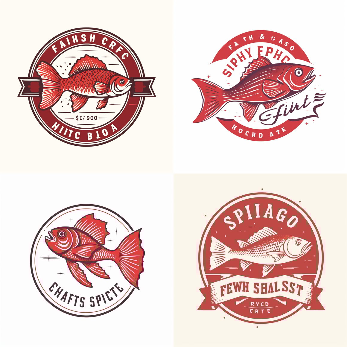 Retro Red Fish and Chips Icon Without Text