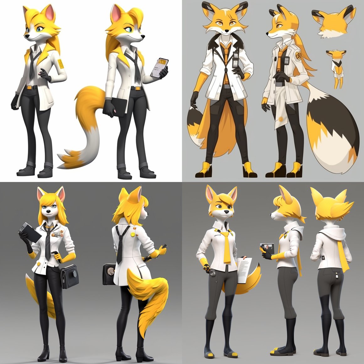 Anthropomorphic Fox Scientist Character Design Progression