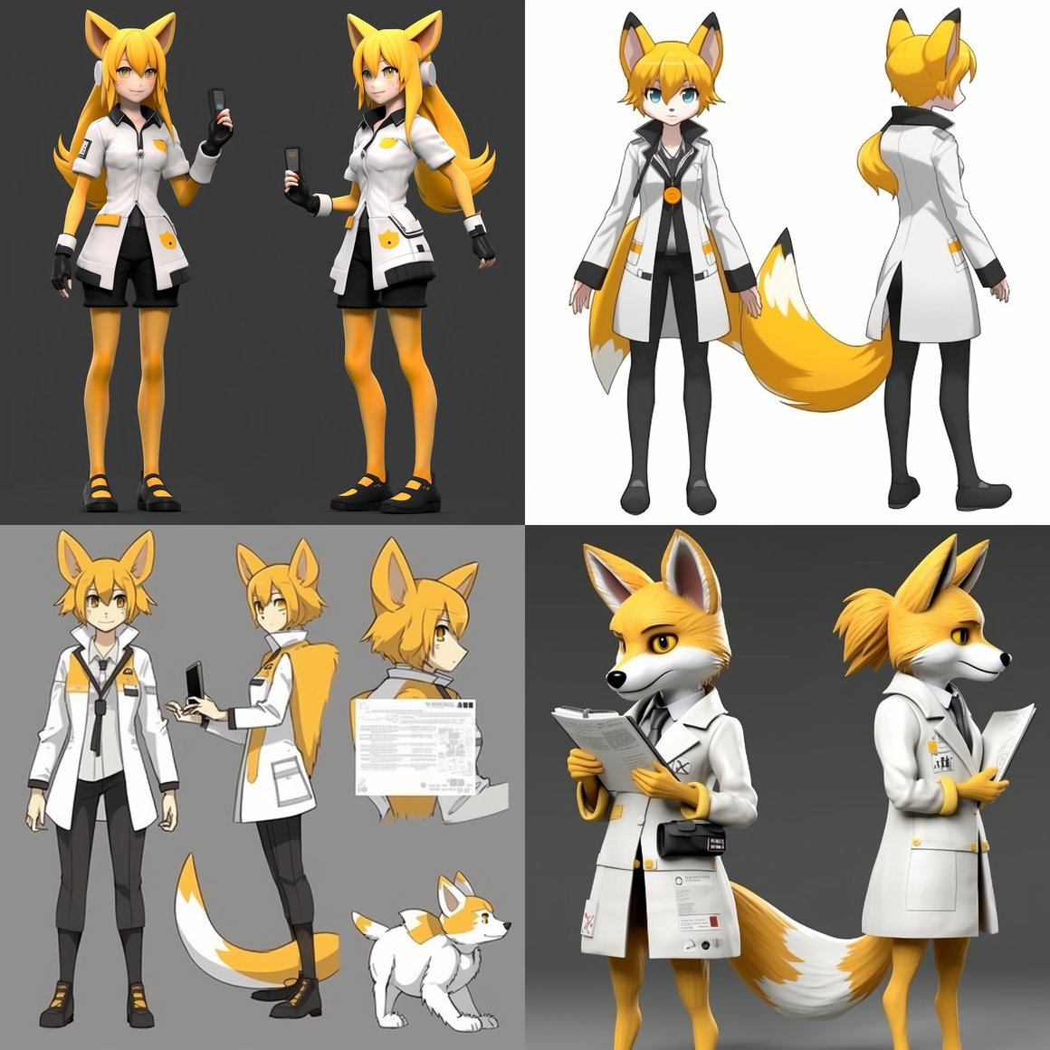 Anime Style Anthropomorphic Fox Scientist Character Design