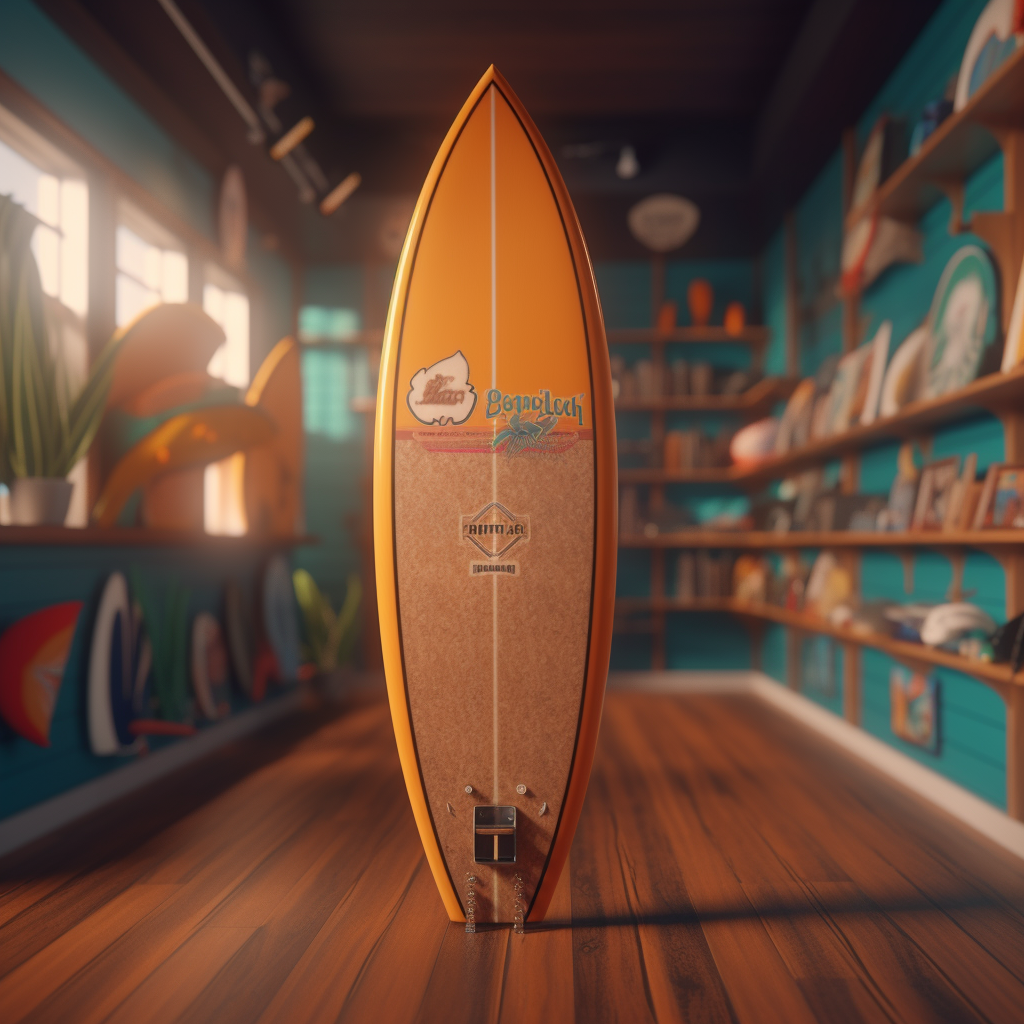 Retro Surfboard Journey: Mid-Point Cinematic Placement