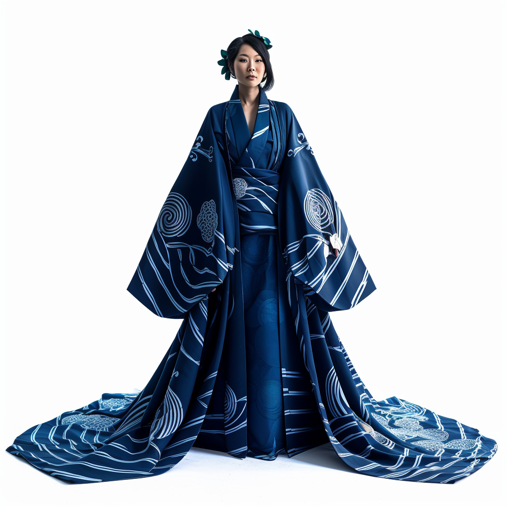 8K Hyperrealistic Portrait of a Japanese Woman in a Modernized Kimono