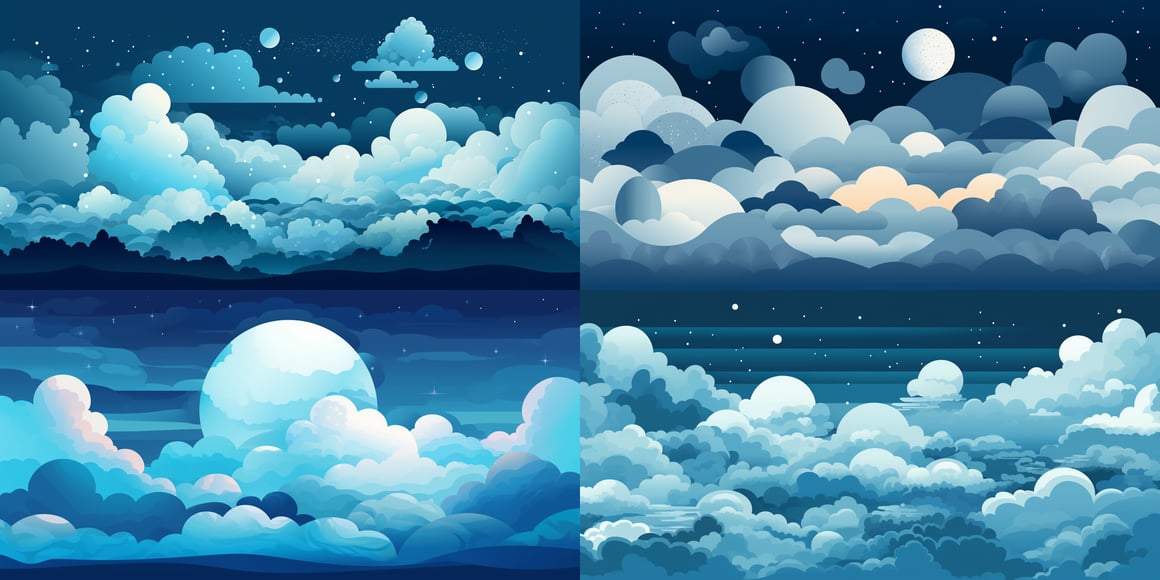 Midnight Clouds: A Tranquil Journey in Minimalistic Art