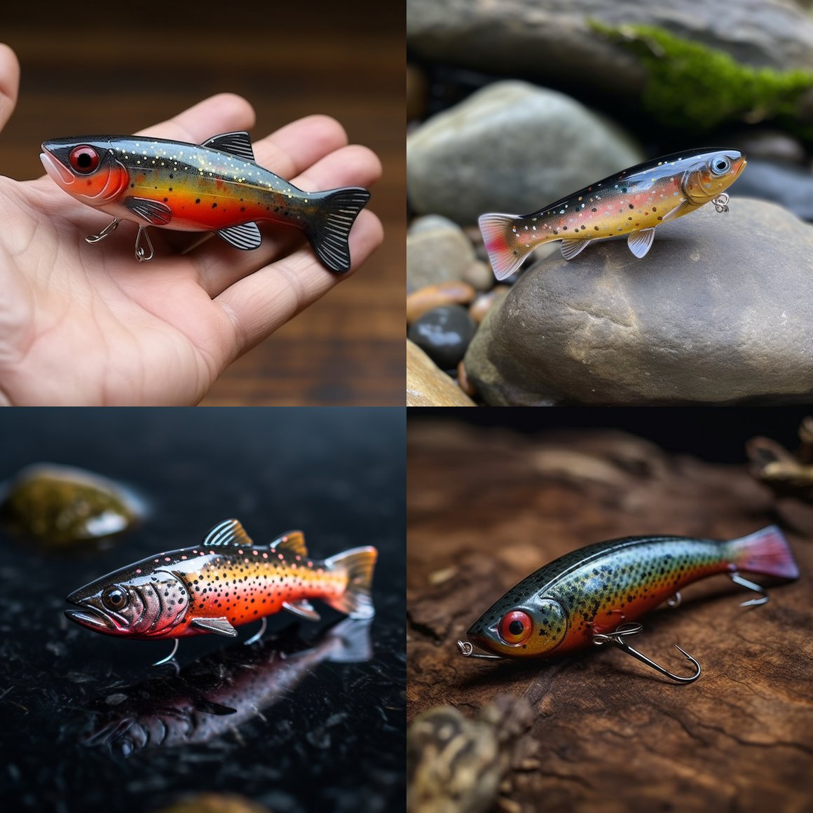 Obsidian Underside of a Hyper-Realistic Trout Fishing Lure Prompt ...