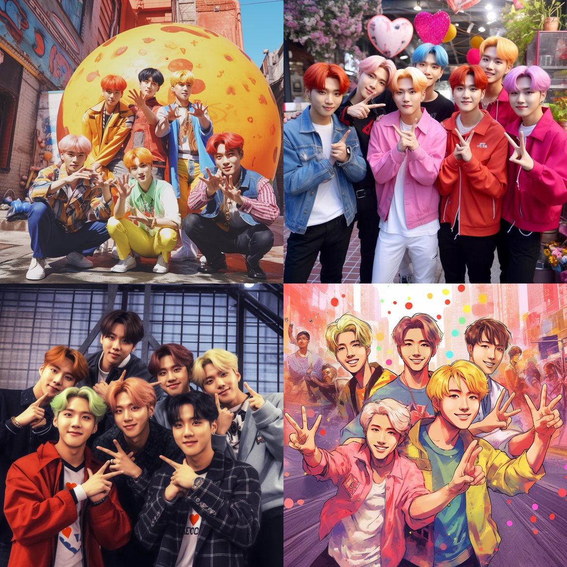 NCT Dream's Hand Heart Gesture in a Studio Ghibli Inspired Los Angeles Background