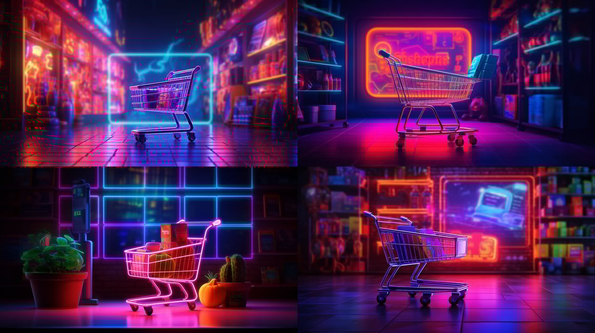 Neon Cyber Shopping: Mid-Journey Break