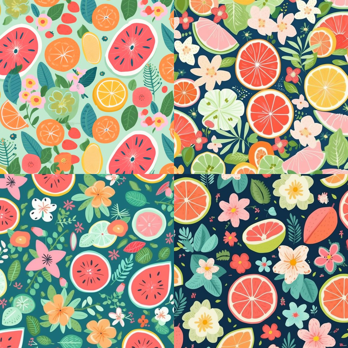 Summer Bliss: Floral and Fruit Pattern Design