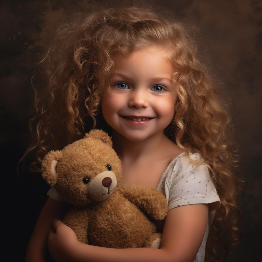 A Sweet Mid-Journey Moment: Little Girl With Teddy
