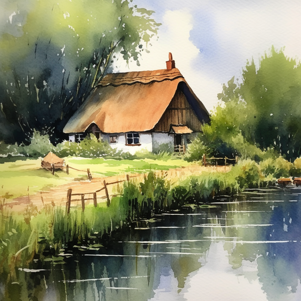 Summer Impressions: Painting A Thatched Cottage by the Lake