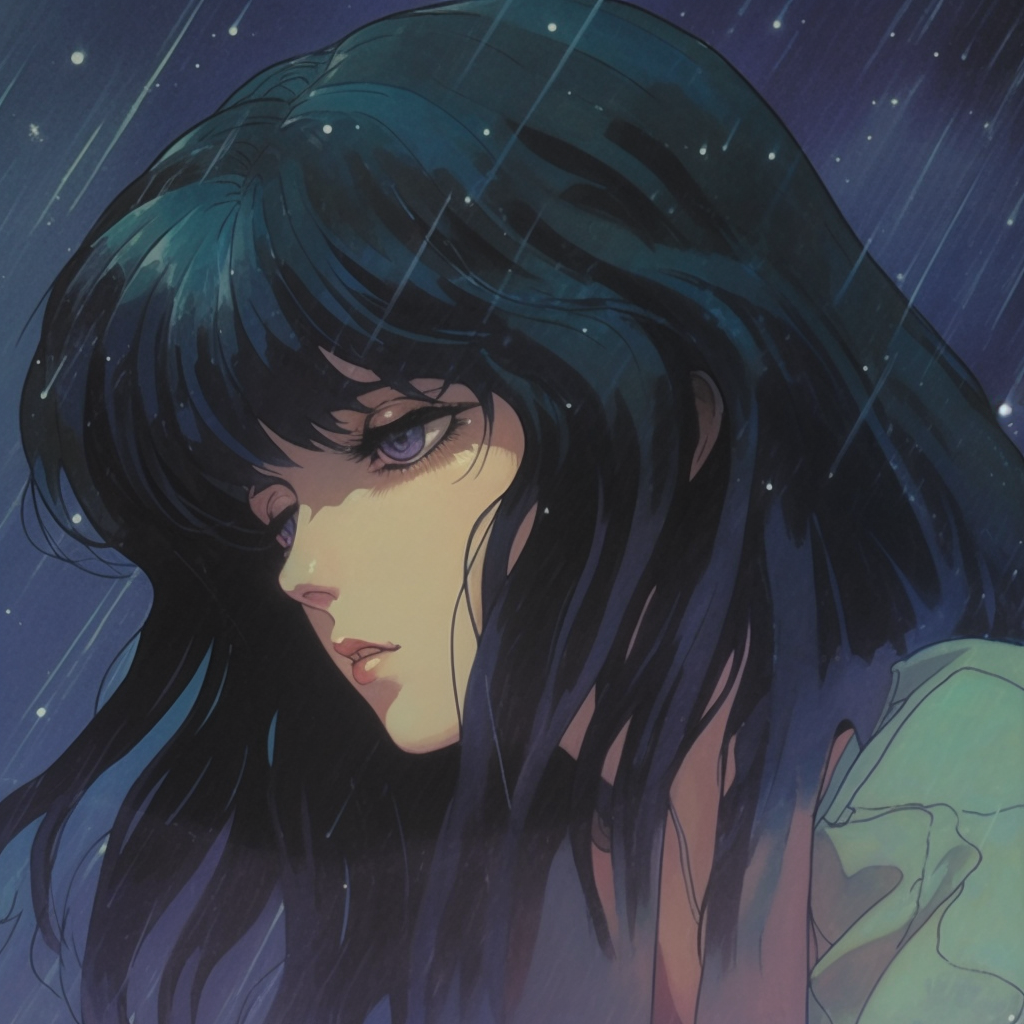 A Mid-Journey Reflection in the Art Style of Yoshiaki Kawajiri