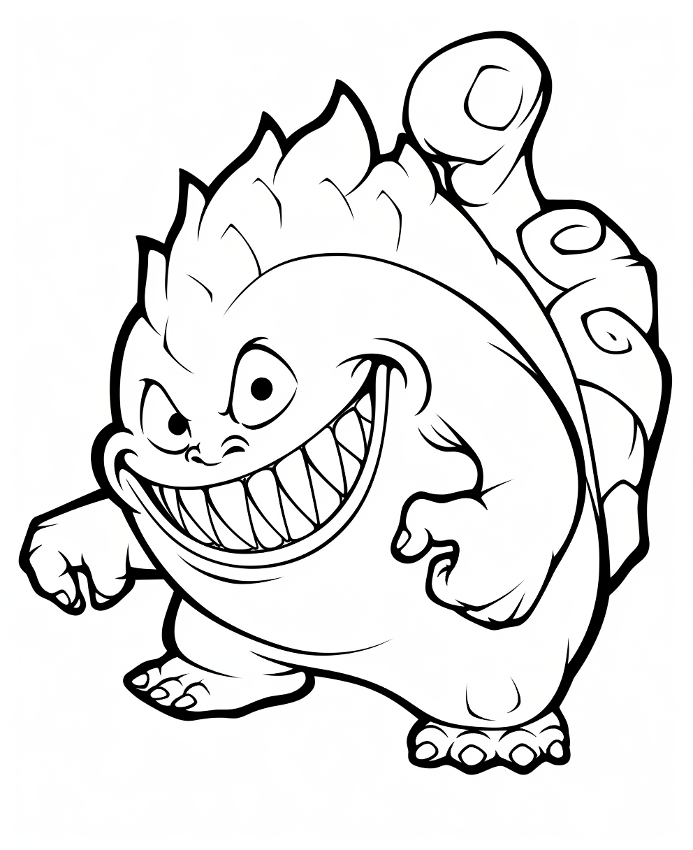 Mid-trip Chuckles: Monster Cartoon Coloring Page