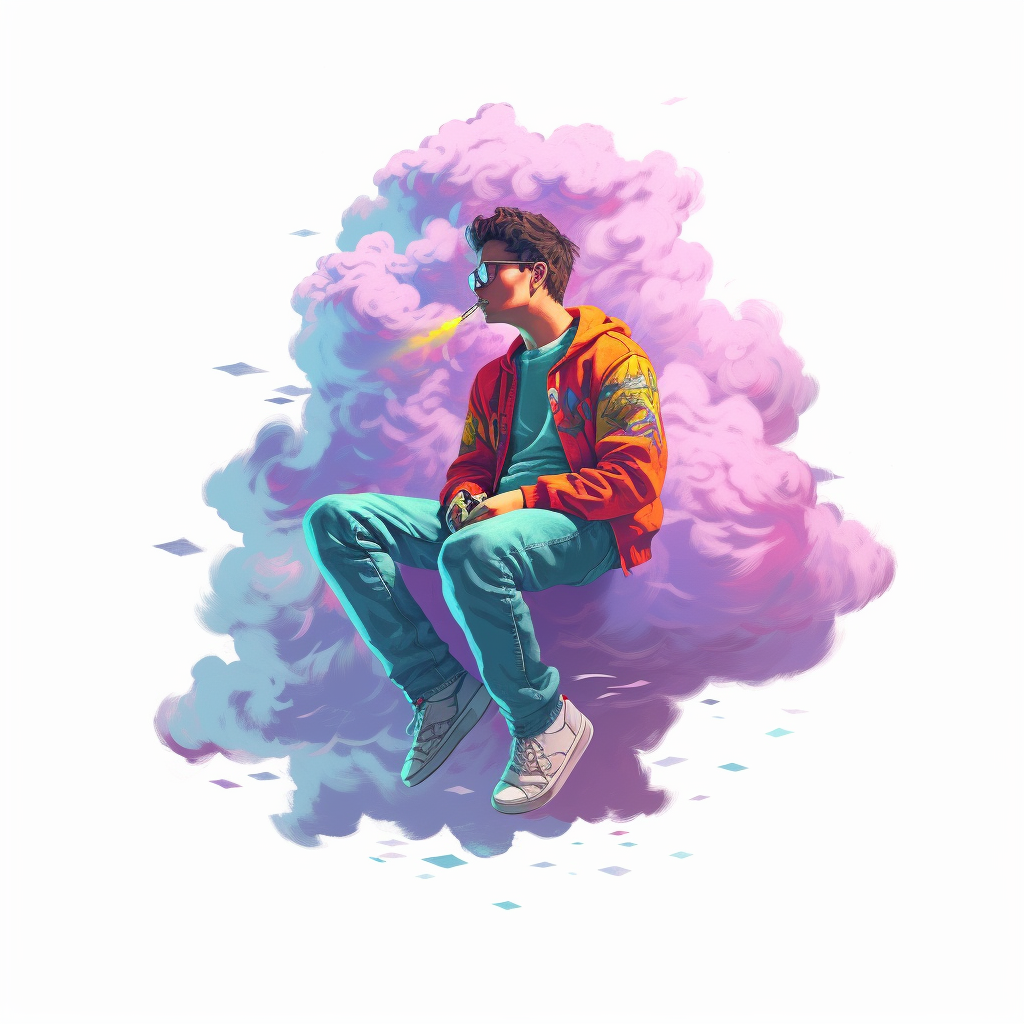 Neon Bliss: A Smoky Journey in the Clouds