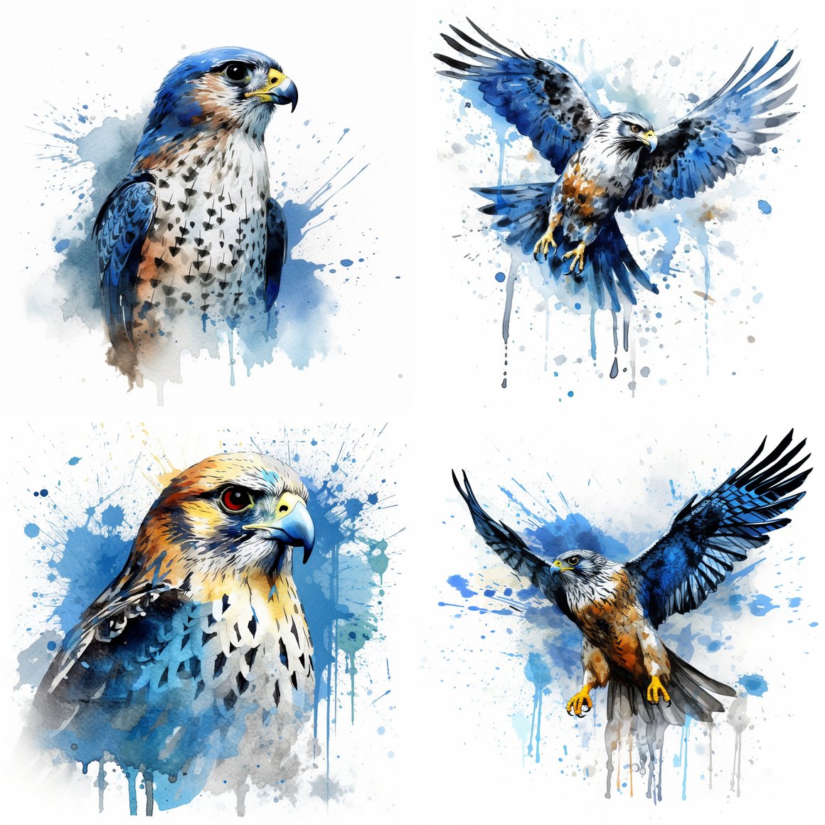 Midnight Falcon: Grunge Watercolour Art Journey v5.1