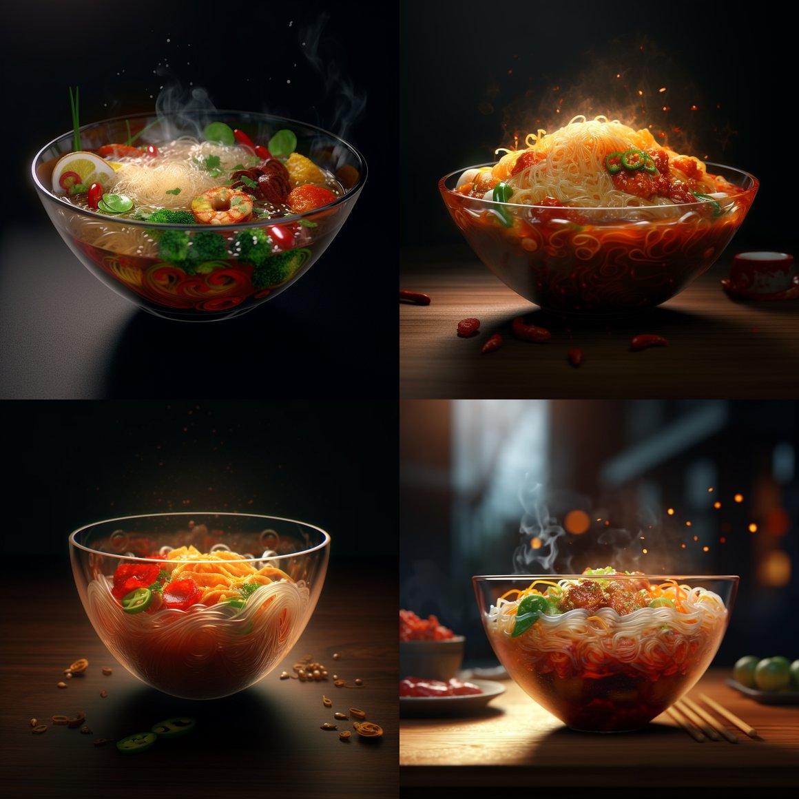 A Transparent 4K View of a Half Eaten Noodle Bowl