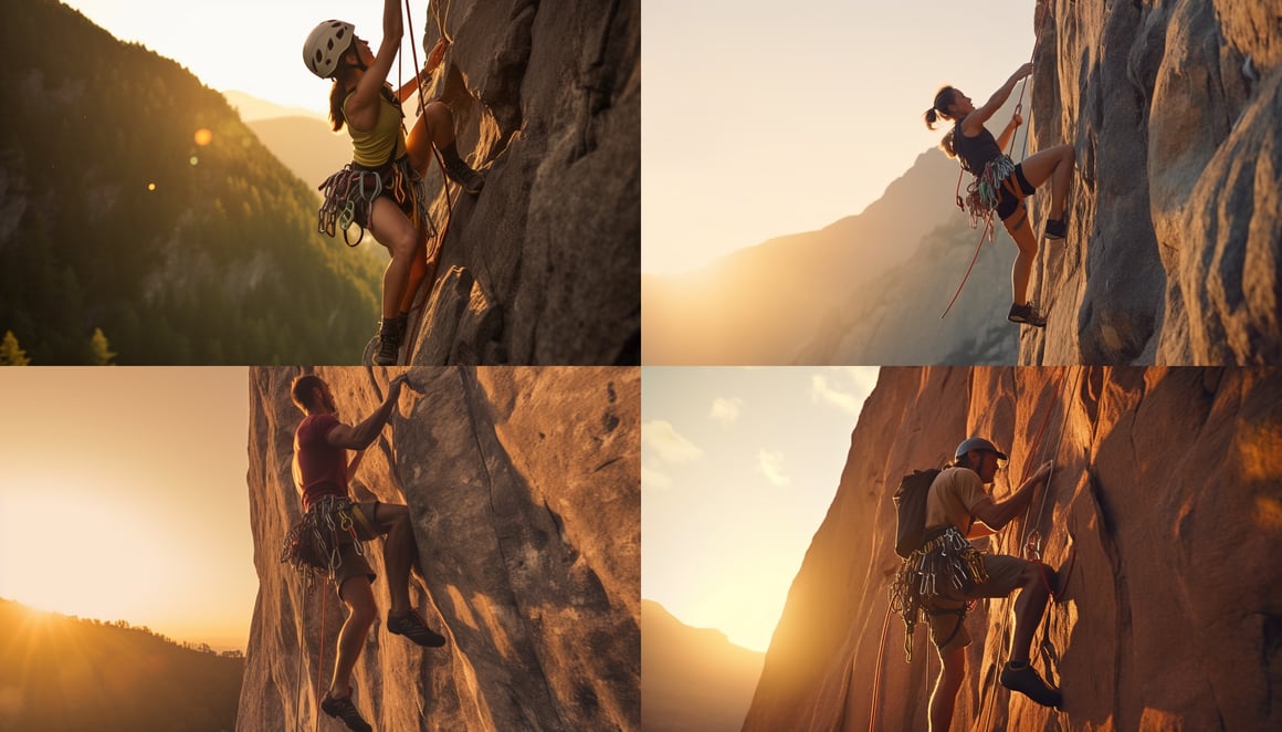 Climber's Golden Hour Ascent