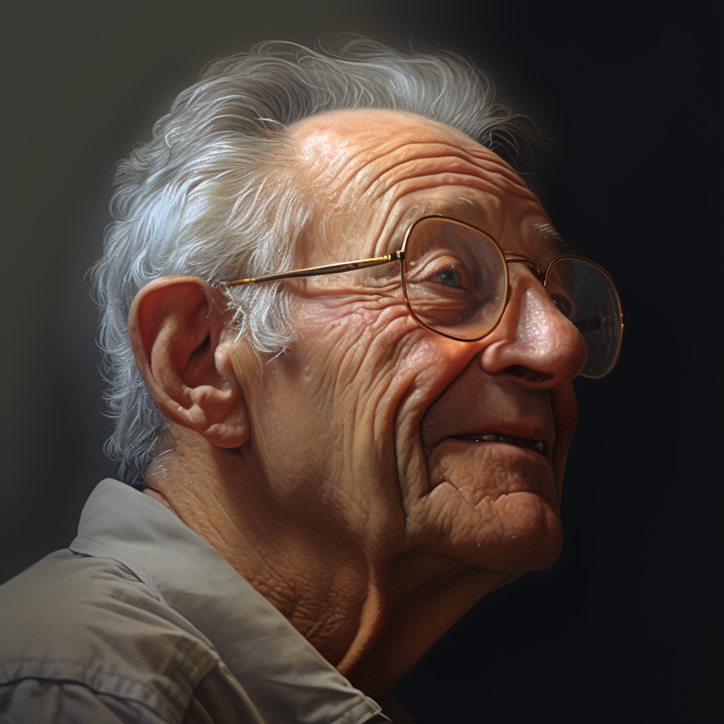 A Super-photorealistic Portrait of a Smiling Grandfather