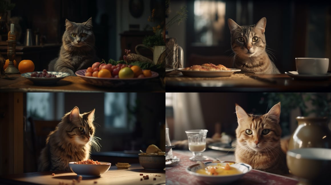 Cinematic Snapshot: Charming Cat's Dinner Time