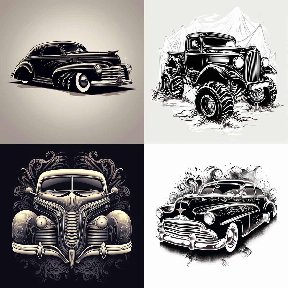 Mid-Travel Vehicle Graphic Design in Black Vector Style