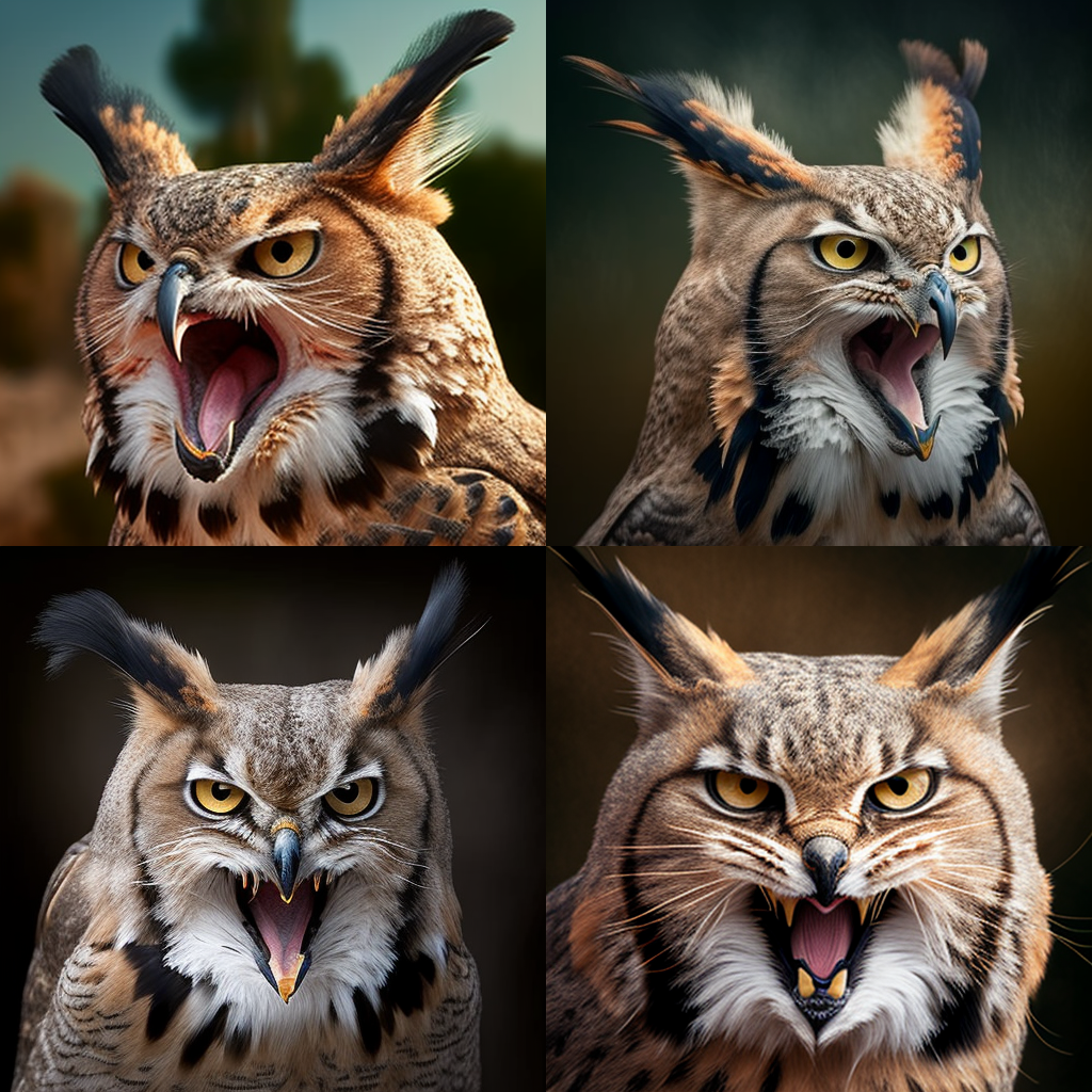 Halfway Transformation from Lynx to Great Horned Owl