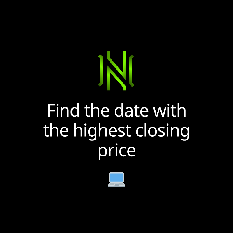 Find the date with the highest closing price