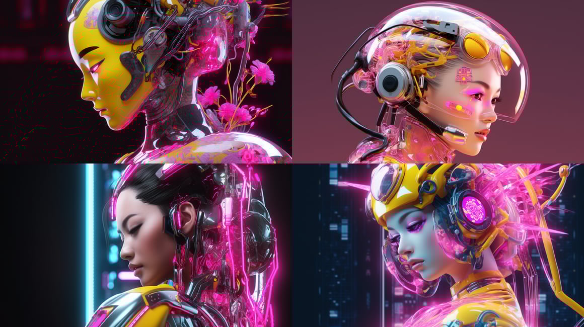 Neo-Tokyo Cyber Geisha: A Mid-Journey Digital Odyssey