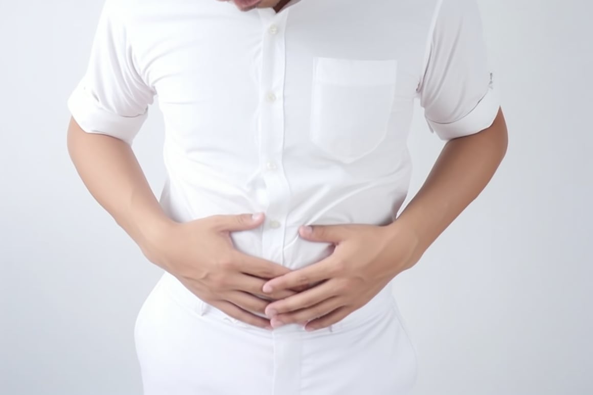 Mid-Trip Agony: Man Struggling With Stomach Pain