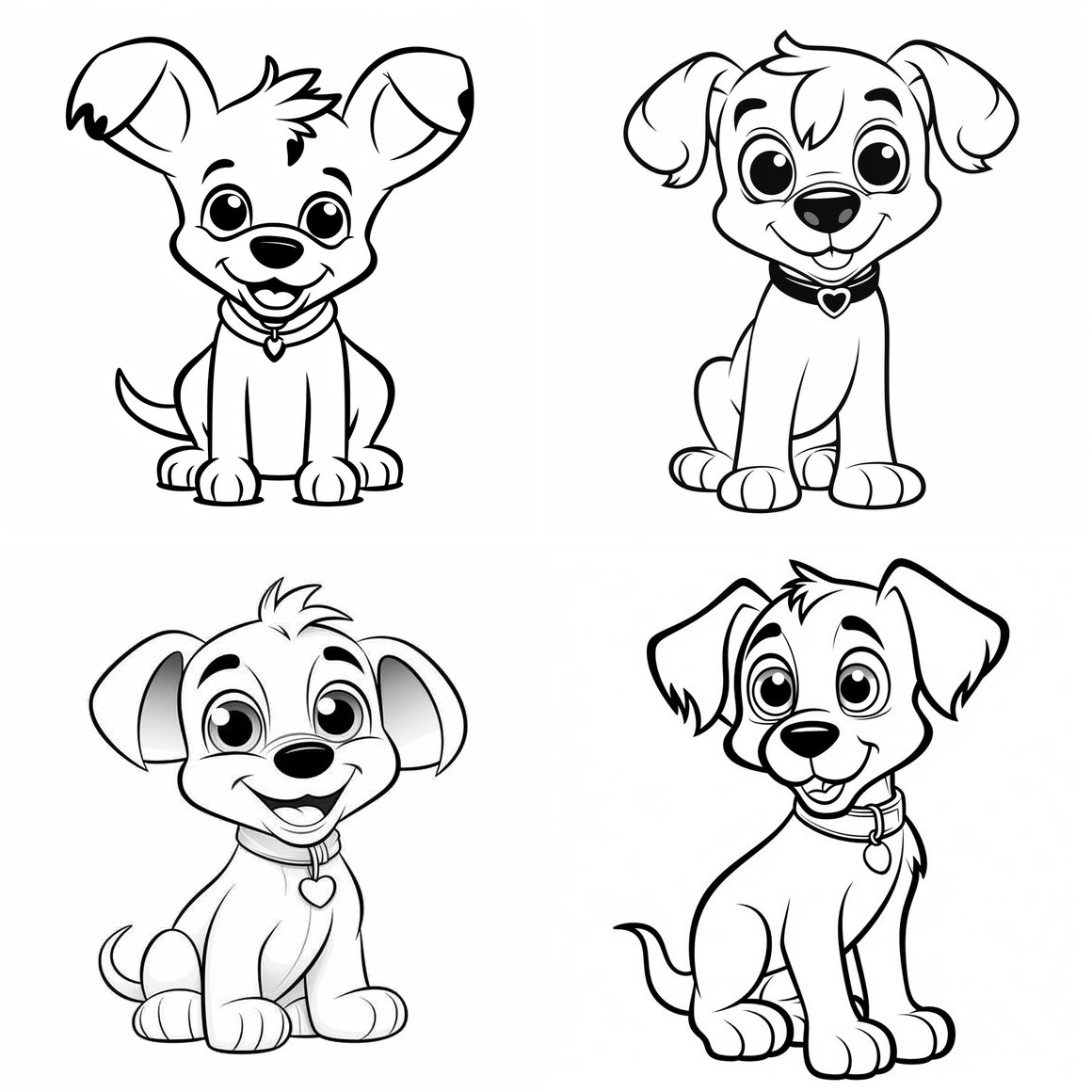 Simple Black Cartoon Dog Coloring Activity for Toddlers