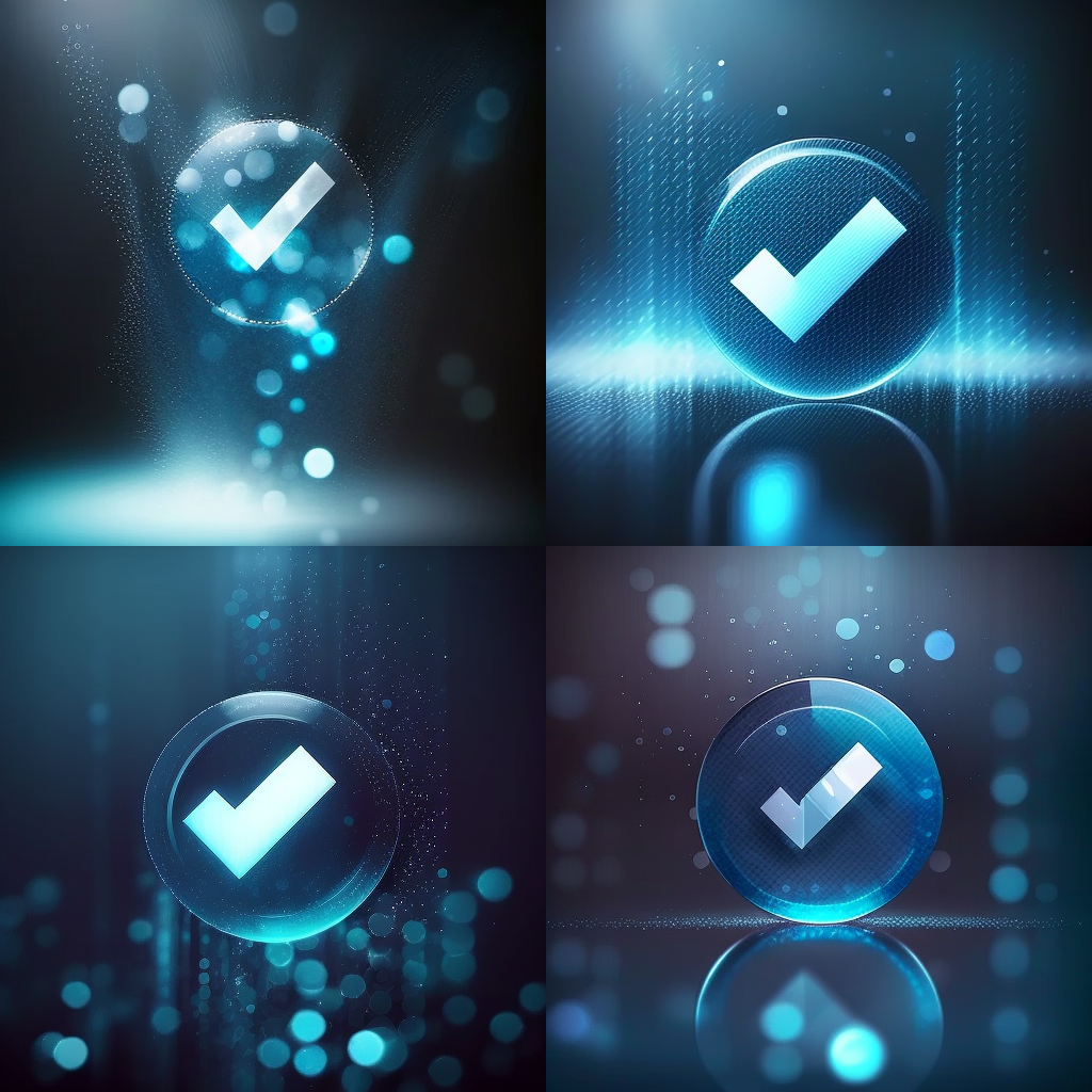 Elegant Checkmark Logo on Glassy Bokeh Background