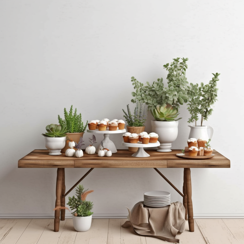 Rustic Dessert Table Arrangement in a Modern Farmhouse Style
