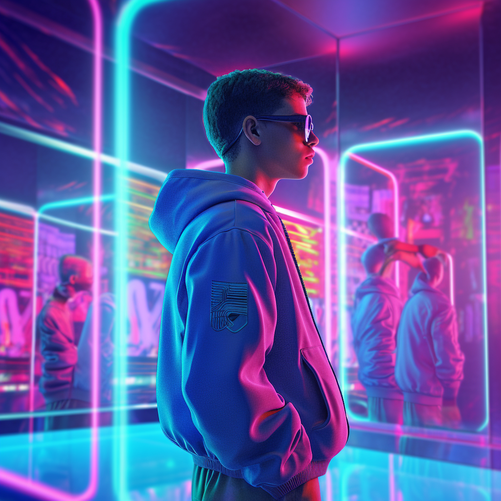 Neon Reflections: A Mid-Journey Exploration