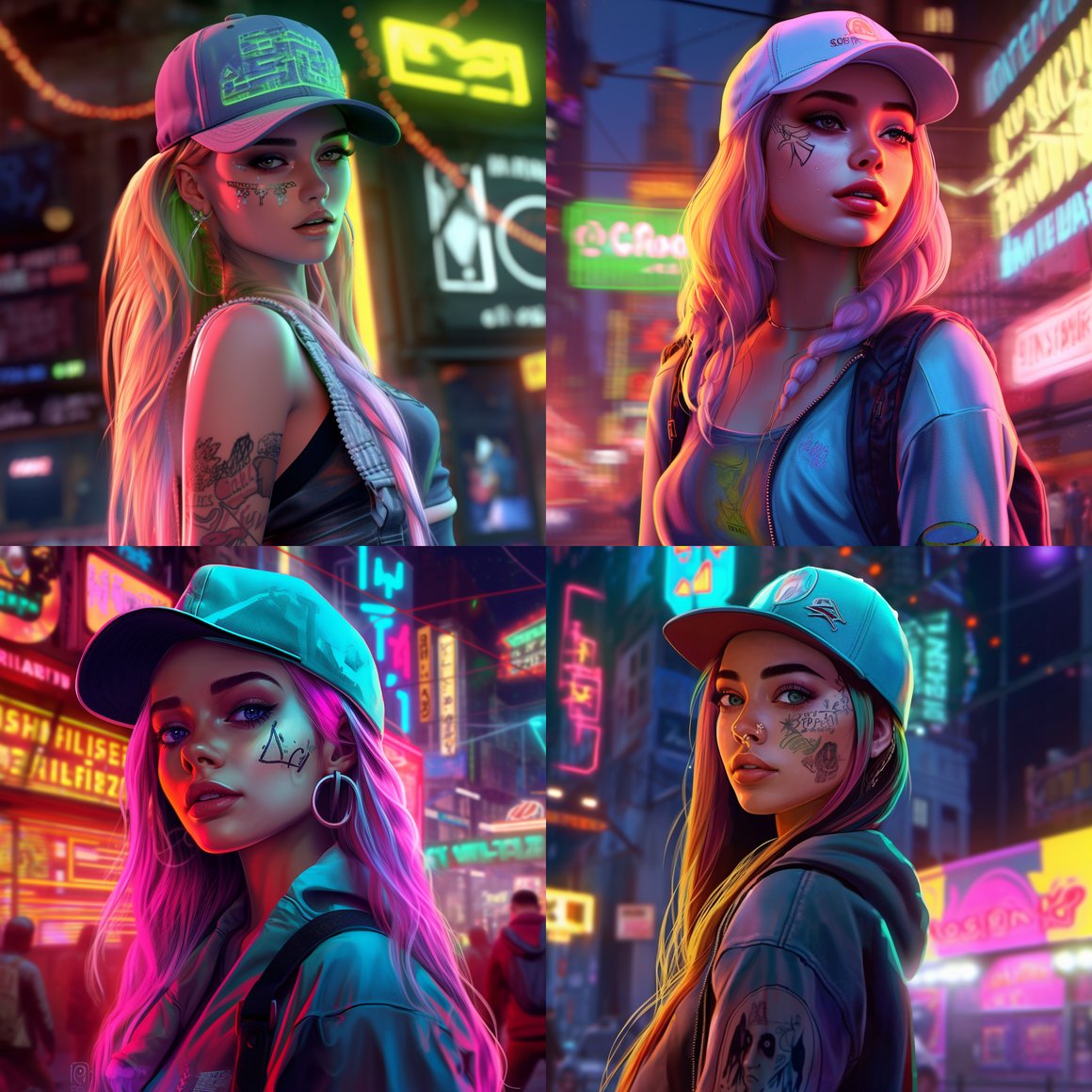 Neon Nights: Cyberpunk Goddess in Futuristic New York City