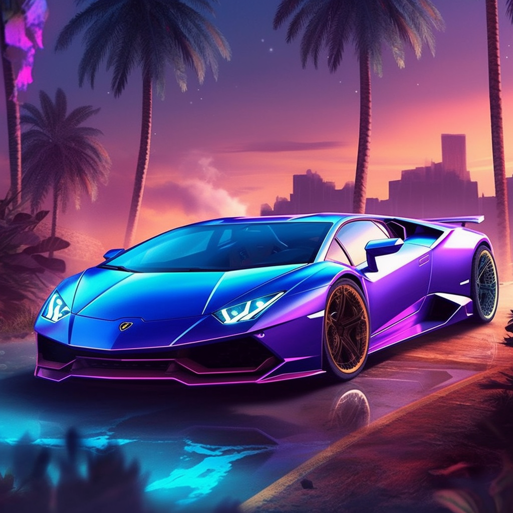 Mid-Trek Flash: Vibrant Lamborghini Adventure in HD