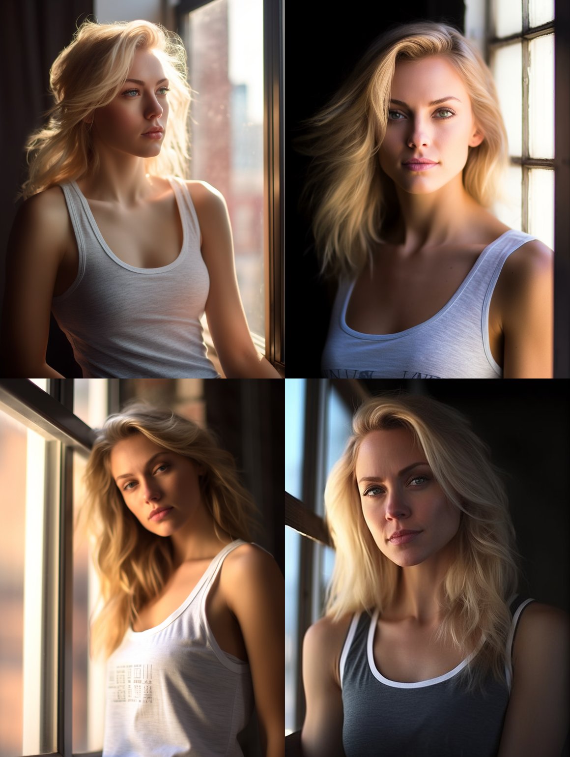 Sunlit Portrait of a Blonde Woman