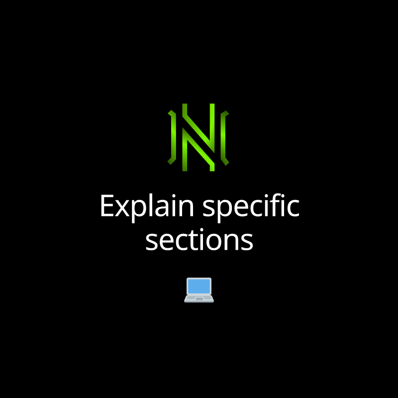 Explain specific sections