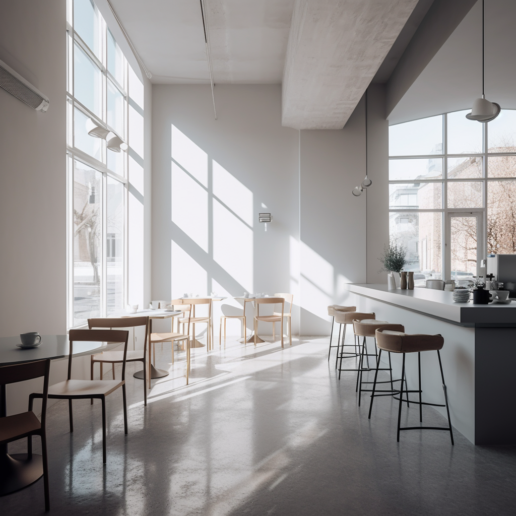 A Mid-Journey Pause at a Minimalist Cafe