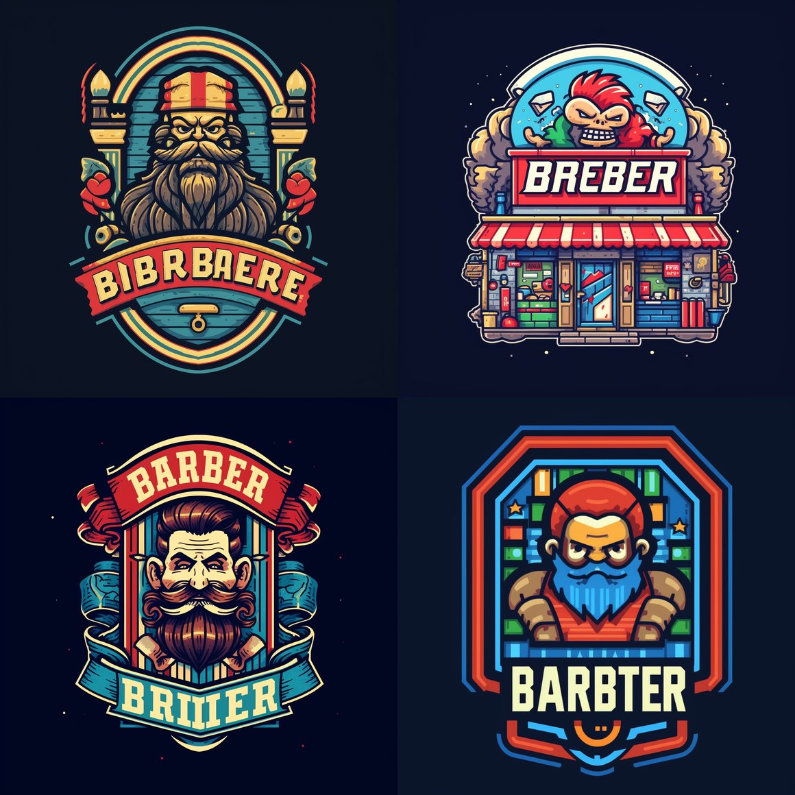 Retro Gaming-Inspired Mid-Journey of Crafting the 8-Bit Barbershop Logo