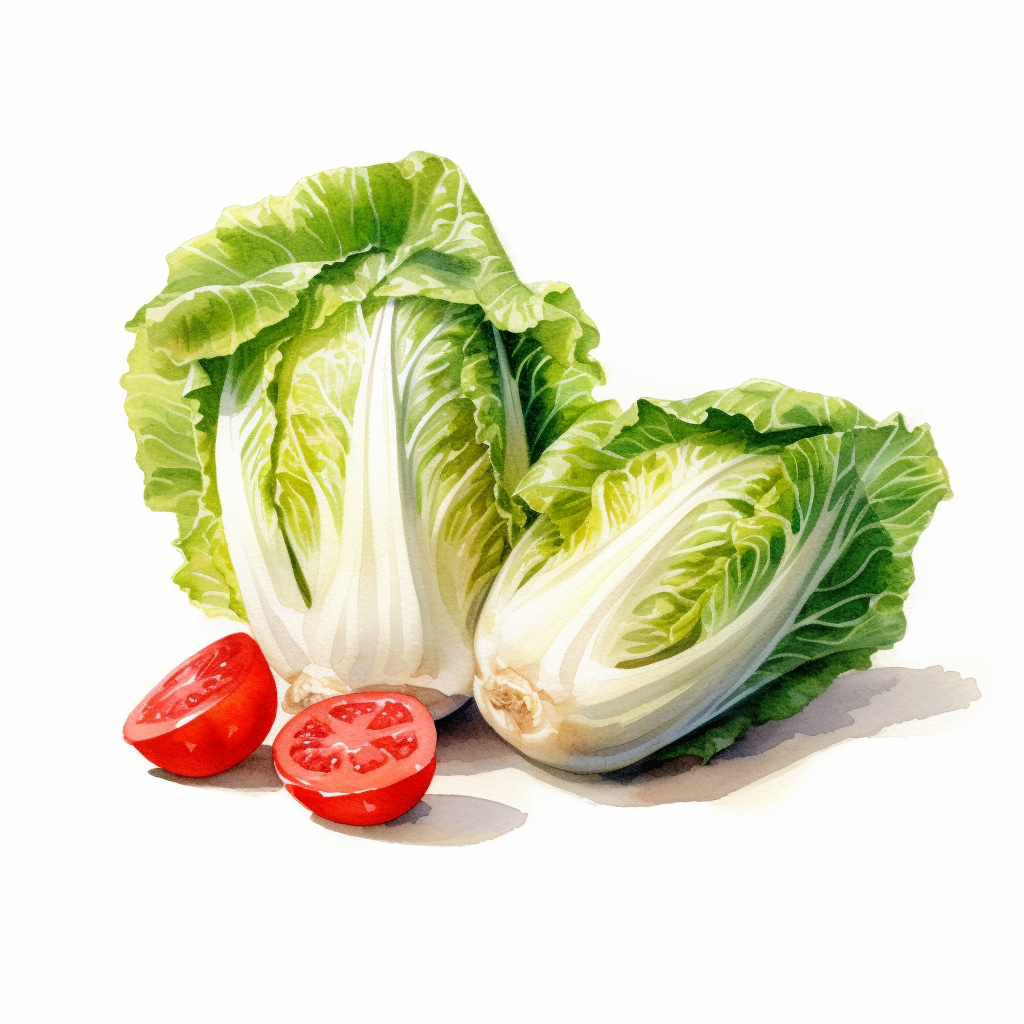 Chinese Cabbage and Tomato Watercolor Study