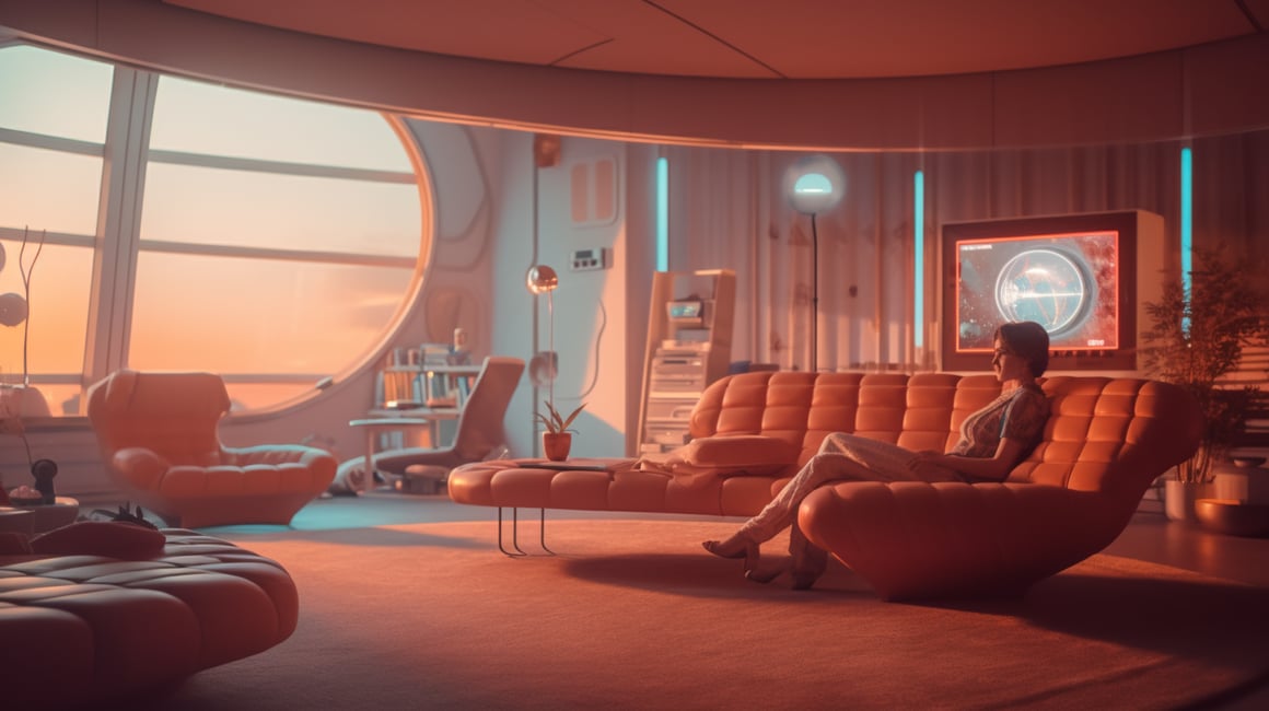 Retro-Futuristic Spaceship Voyage: A Cinematic Portrait
