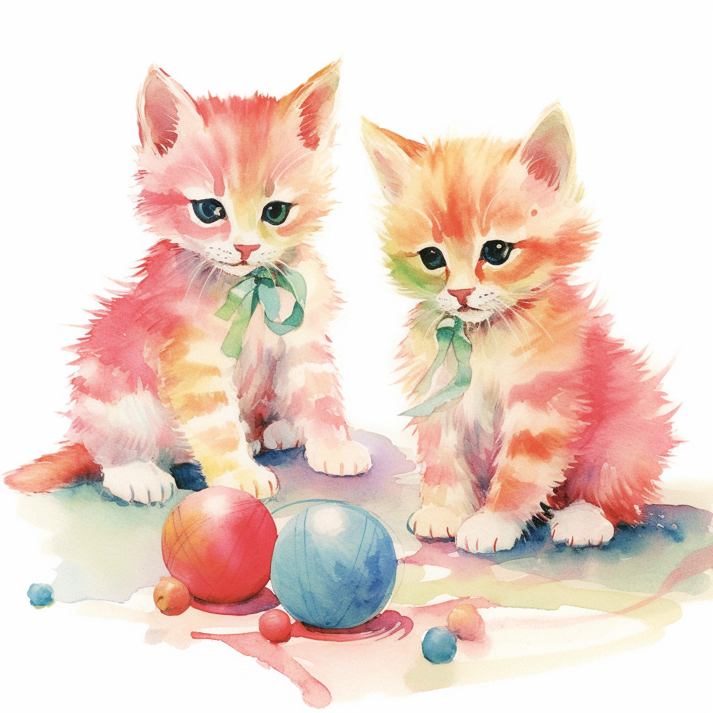 Retro Rebel Kittens: A Mid-Century Watercolor Frolic