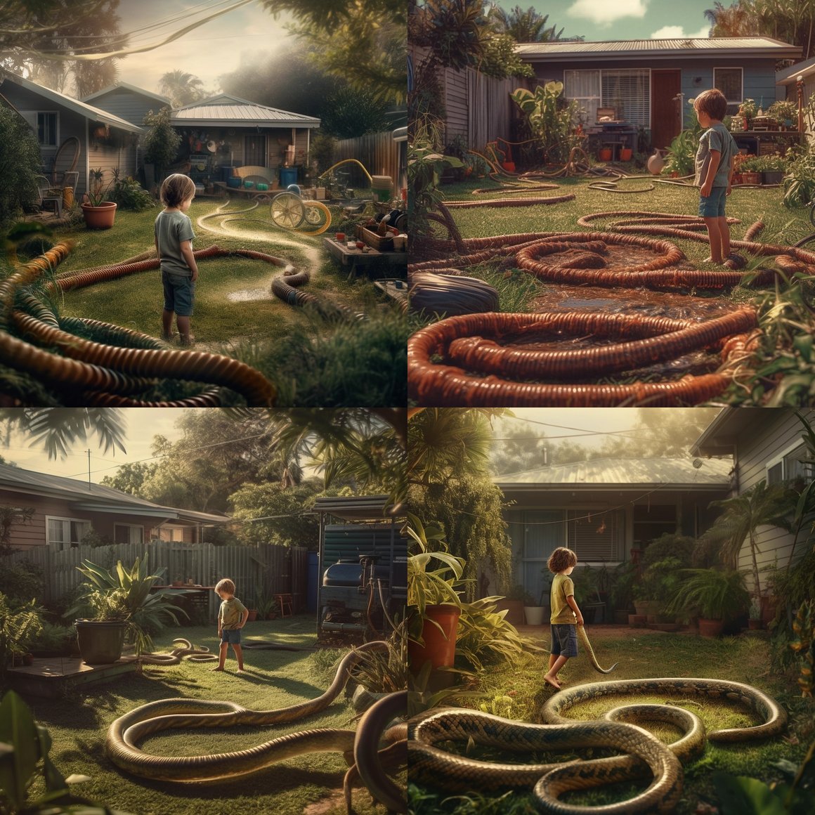 Suburban Hose Chaos: A Cinematic Snapshot