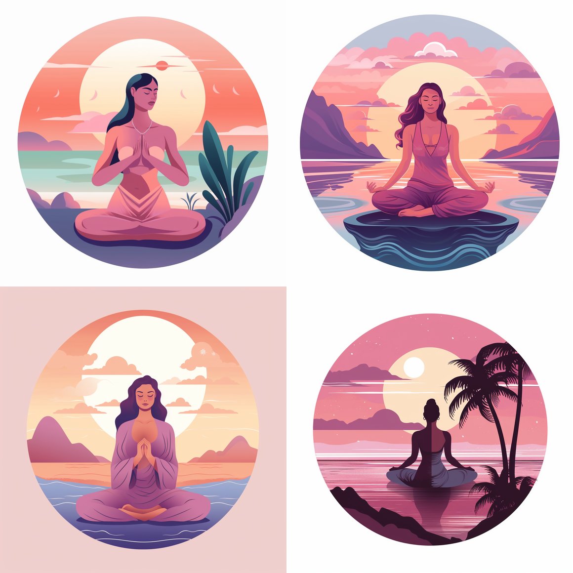 A Tranquil Beach Yoga Scene Vector Illustration