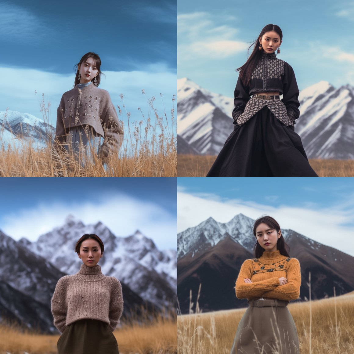 Chinese Model Against Yala Snow Mountain Backdrop