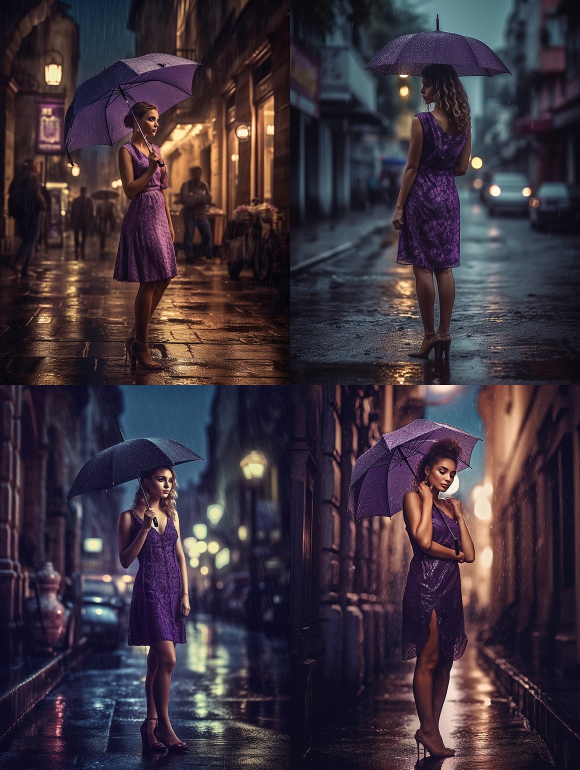 Detailed Illustration of a Woman in Purple Dress