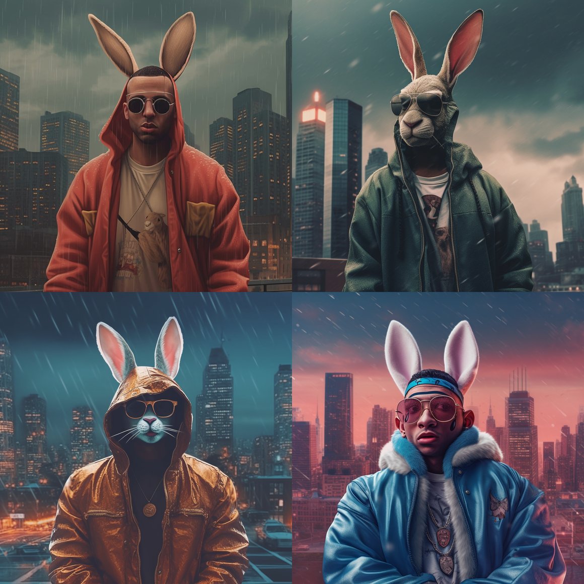 HD Photograph of Bad Bunny in Rapper Attire