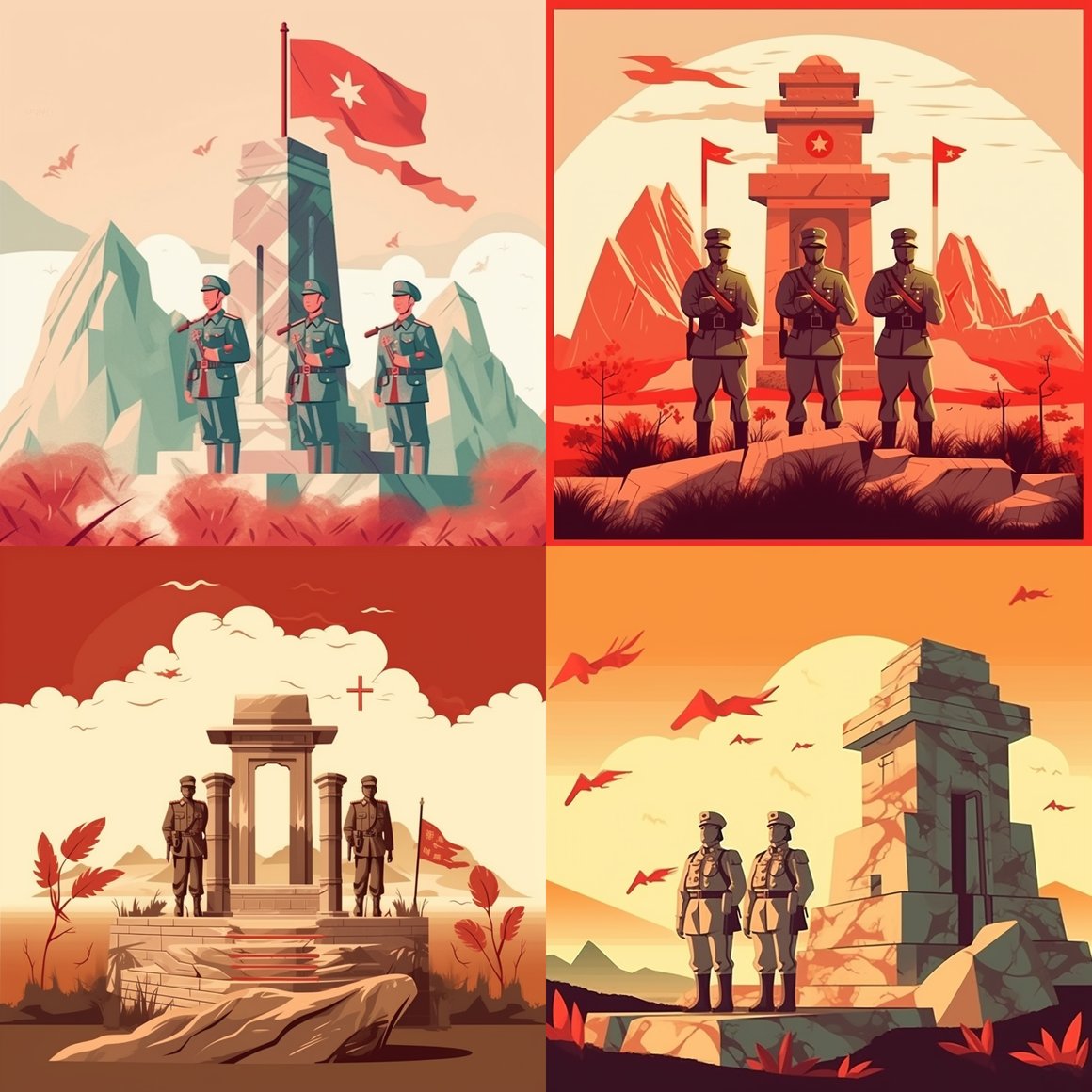 Chinese Soldiers at the Border Monument