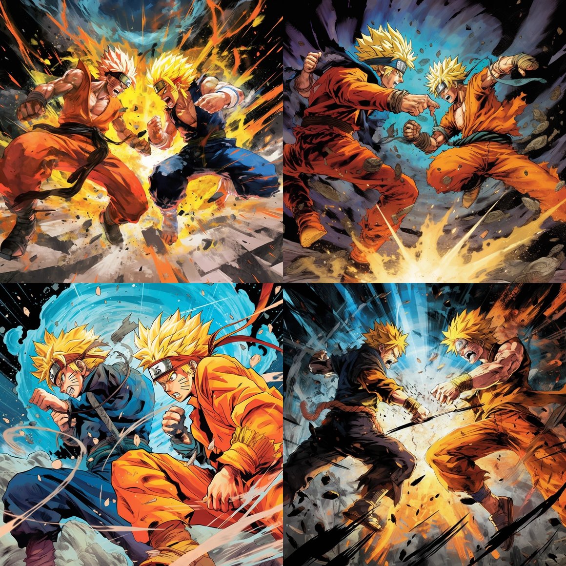Clash of Titans: Naruto vs Goku Epic Battle Illustration