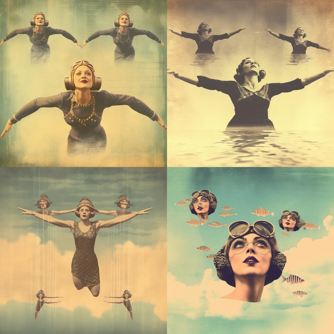 Retro Elegance: Mid-Dive Poses in 1920's Style