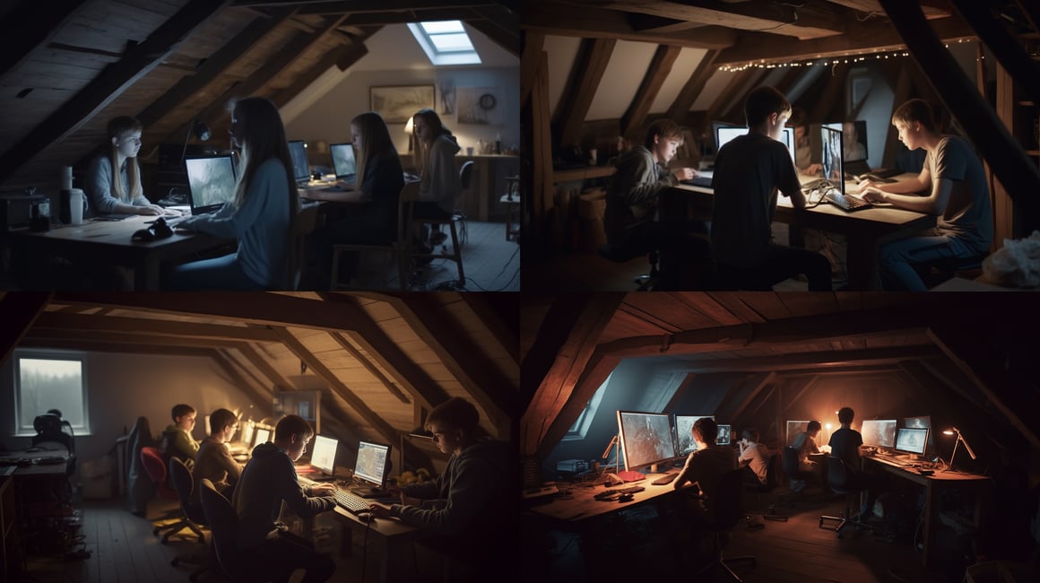 Midnight Gaming in the Countryside Attic: A Visual Journey